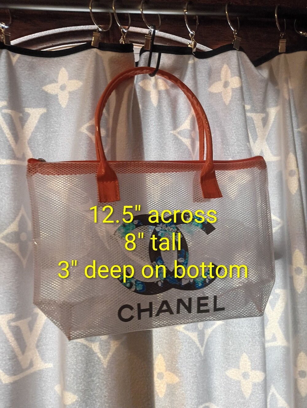 Clear & Orange/Blue CC Monogram Shoulder Hand Bag Purse
